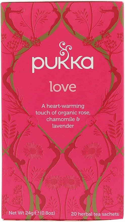 Pukka Herbal Teas Love Organic Rose Chamomile And Lavender Tea - Caffeine Free - Case Of 6 - 20 Bags