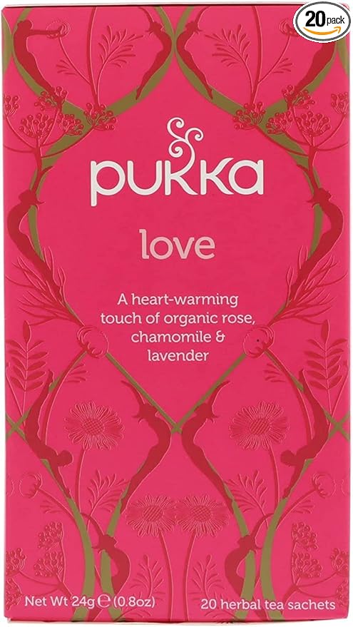 Pukka Herbal Teas Love Organic Rose Chamomile And Lavender Tea - Caffeine Free - Case Of 6 - 20 Bags