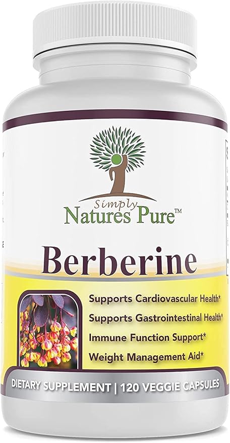 Simply Natures Pure Premium Berberine HCl 500mg - 120 Capsules - Cardiovascular Gastrointestinal Immune Support - Chromium Cinnamon (Pack of 2)