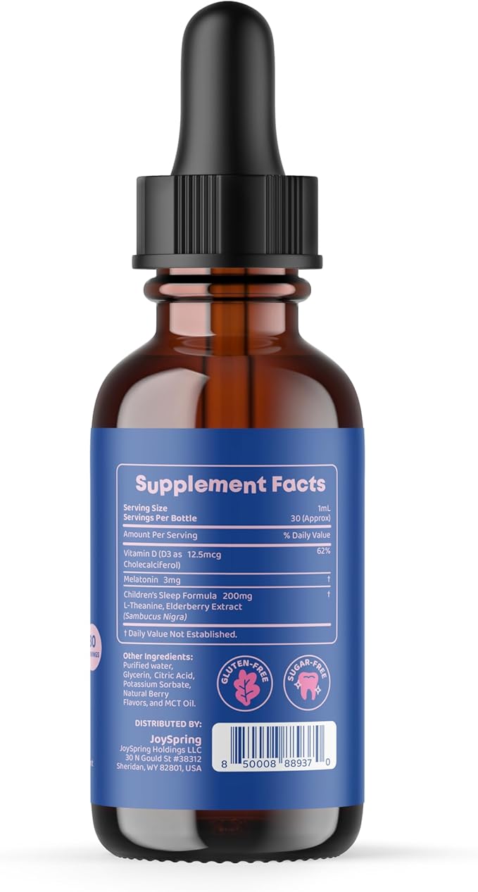 JoySpring SleepBerry Liquid Melatonin and Genius Drops Smartberry Vanilla for Kids