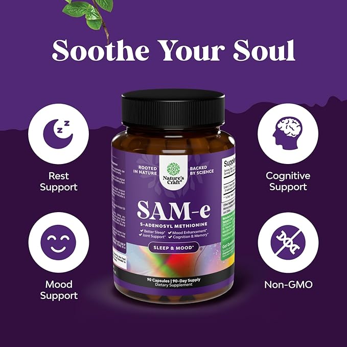 Pure SAM E Supplement 150mg - Nootropic Same 150mg Per Serving for Memory &amp Brain Support Joint &amp Liver Health - Natural S-adenosylmethionine for Mood Balance - 90 Count