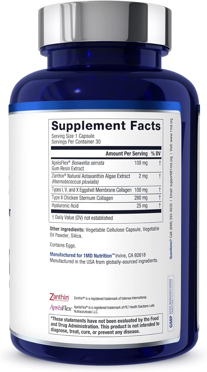 1MD Nutrition MoveMD - Joint Health Supplement - Doctor Formulated | with Collagen Astaxanthin and More | 30 Capsules (2-Pack)