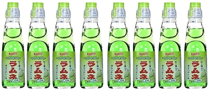 RAMUNE Japanese Soft Drink multi-pack 8 Bottles 6.76 Fluid Ounce (Melon)