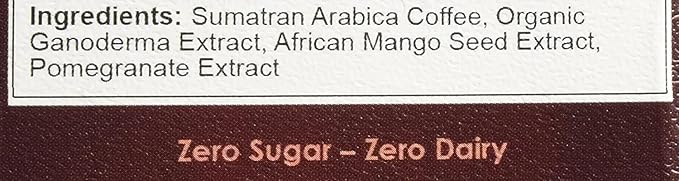 Nuvia Healthy Gourmet Instant Coffee Dairy Free Lactose Free No GMOs No Salt Soy Free Vegan with Organic Ganoderma Pomegranate and African Mango Extracts 30 packets 3.7g each Pack of 1