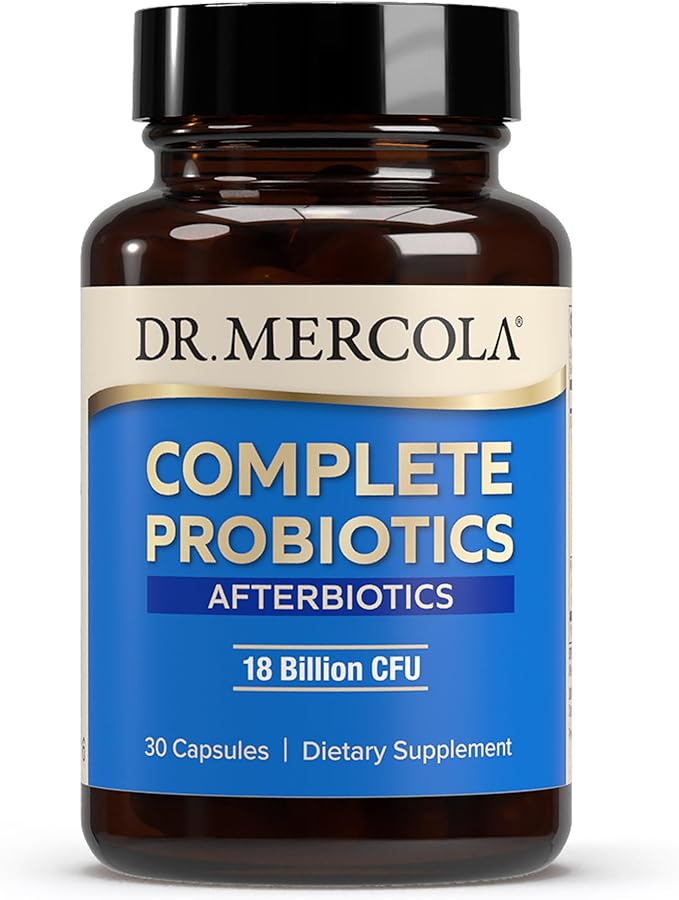 Dr. Mercola Complete Afterbiotics - 18 Billion CFU - Supports Digestive &amp Immune Health - SBOs - with Saccharomyces boulardii - Non-GMO &amp Gluten-Free - 30 Capsules (30 Servings)