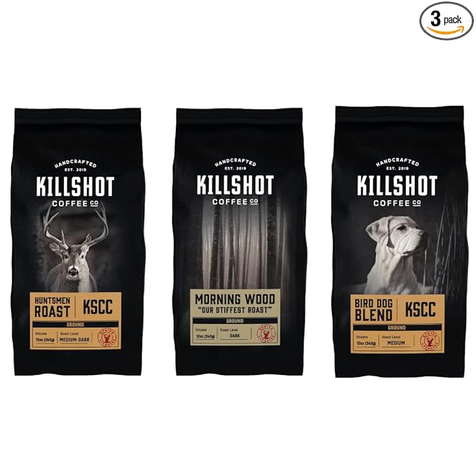 Killshot Coffee Ground Coffee 12 oz Variety Pack of 3