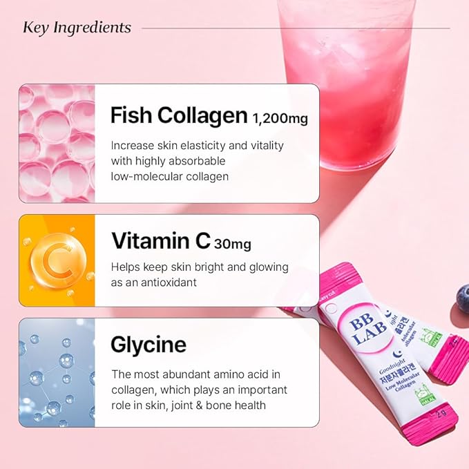 [All in One Care Set] Good Night Collagen HSN Biotin Collagen Powder Stick Korean Marine Collagen Fish Collagen Vitamin C Biotin Fast Absorption Fruit Flavored