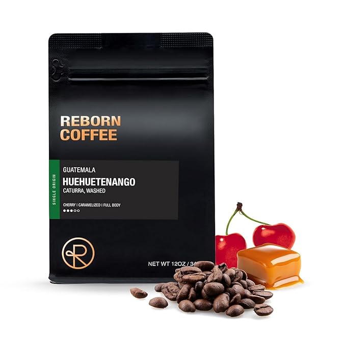 Reborn Coffee Specialty Whole Bean Coffee Medium Roast 12 Ounce Guatemala Huehuetenango Flavor Notes of Cherry Caramelized and Full Body