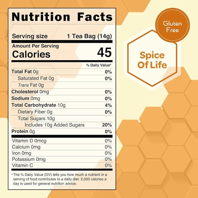 True Honey Chai Tea Bags - Providing Herbal Wellness - All Natural Organic Cinnamon Clove Coriander Anise and Fennel Black - Blended with Honey Crystals Blended - 24 Count