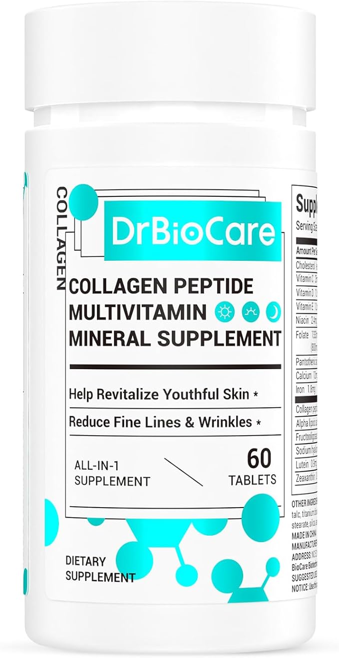 DrBioCare Collagen Peptides for Women Beauty Vitamin &amp Mineral SupplementContains Vitamin D3 Probiotics for Women &amp Collagen PeptidesVitamin B ComplexVitamin E 60 Tablets