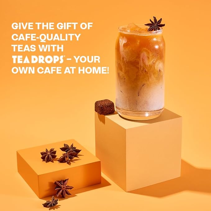 Tea Drops 30 Bulk Pack Thai Tea Bagless Tea - Loose Leaf Lightly Sweetened On-The-Go. Plastic-Free Tea - Iced or Hot