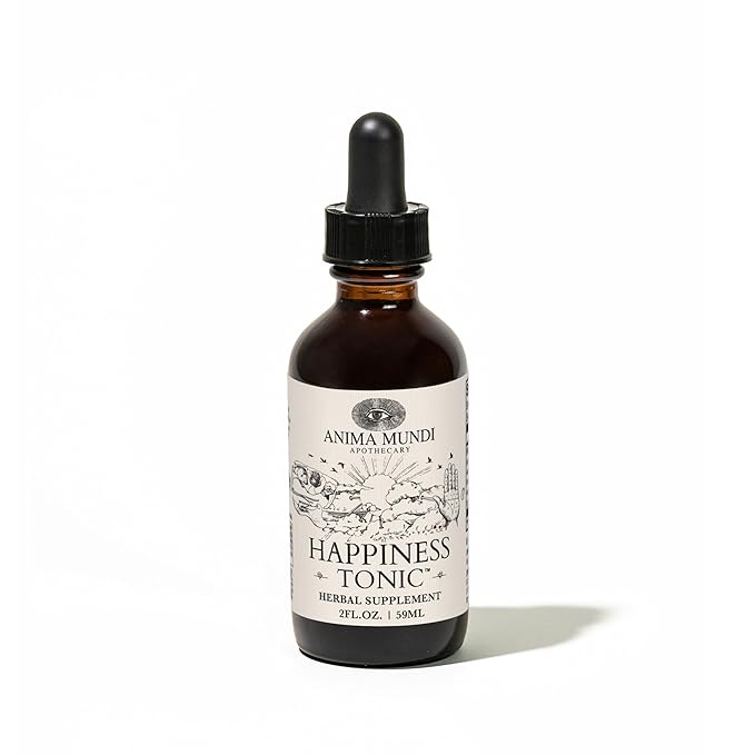 Anima Mundi Apothecary Herbal Ashwagandha Drops - Happiness Tonic for Gentle Mood Support and Relaxation - Adaptogenic Drops with Organic Ashwagandha Rhodiola St. John's Wort &amp More (2oz / 59ml)
