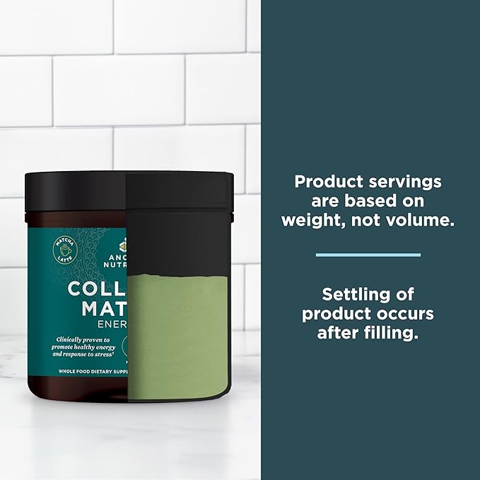 Ancient Nutrition Matcha Powder with Collagen Collagen Matcha with MCTs &amp Ashwagandha for Energy Metabolism Skin Hair and Gut Health 20 Servings
