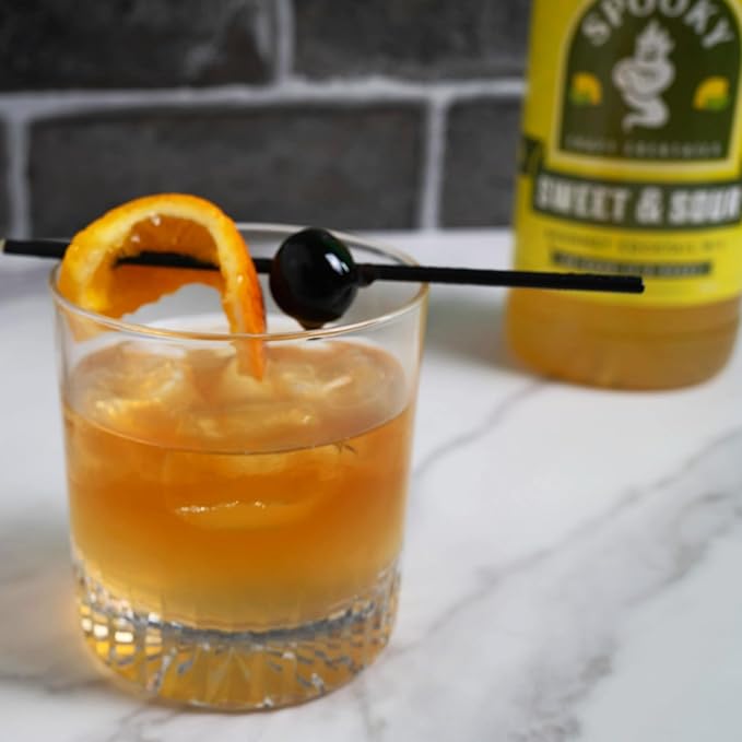 SPOOKY - Sweet and Sour Cocktail Mix - Real Lemon &amp Real Sugar - No Artificial Colors Flavors or Corn Syrup - Premium Gluten Free Cocktail Mixer - 32 Oz (Pack of 2)
