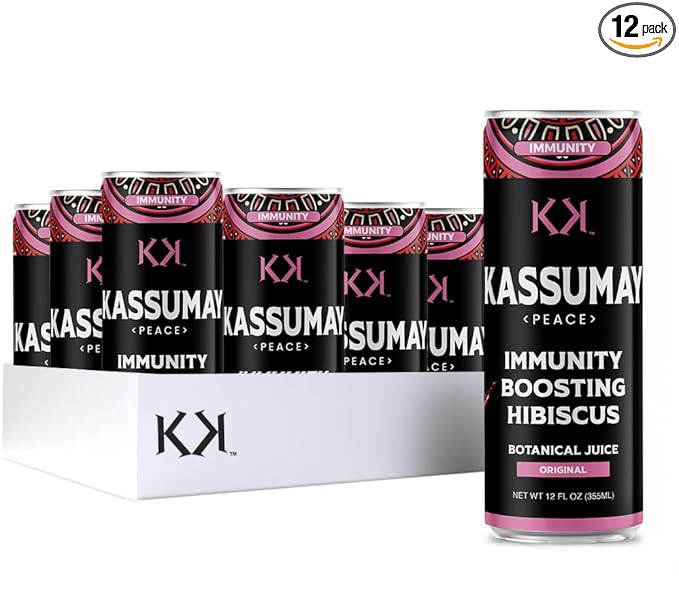 Kassumay Hibiscus Botanical Juice – Premium Plant-Based Wellness Beverage | Immune Support | Antioxidant-Rich | All-Natural | No Added Sugar| 12 Pack – 12 fl oz cans