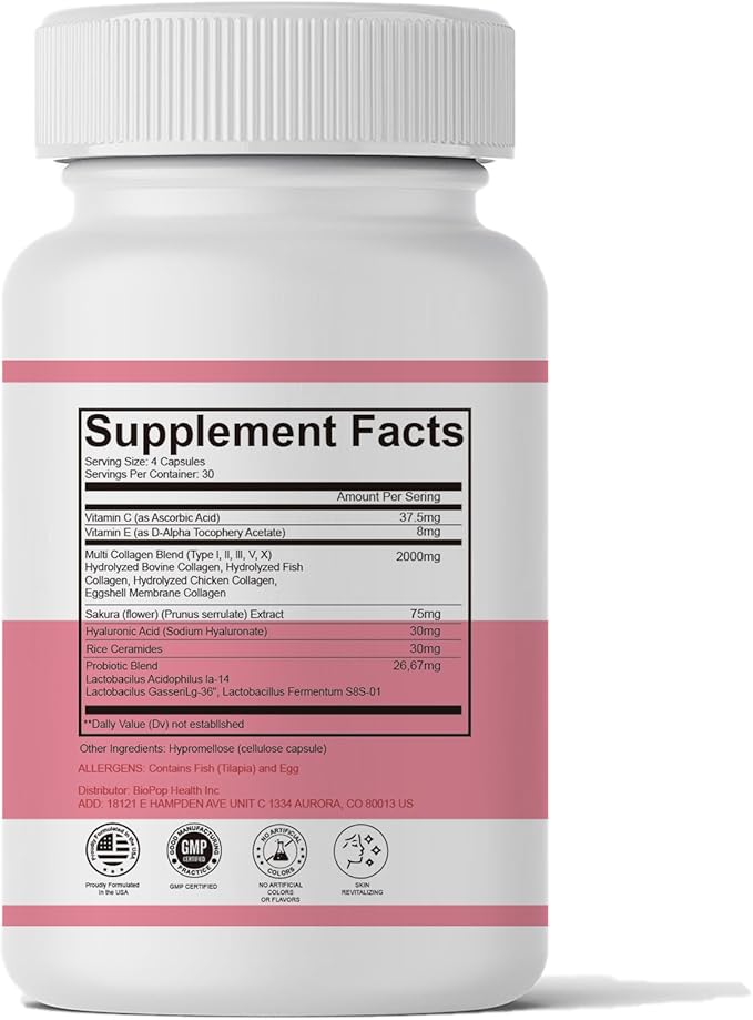Vaginal Probiotics for Women Vaginal Dryness &amp PH Balance | 2000mg Daily Supplement with Lactobacillus Strains Cherry Blossom Extract Multi-Collagen Blend Hyaluronic Acid Prebiotics Vitamin