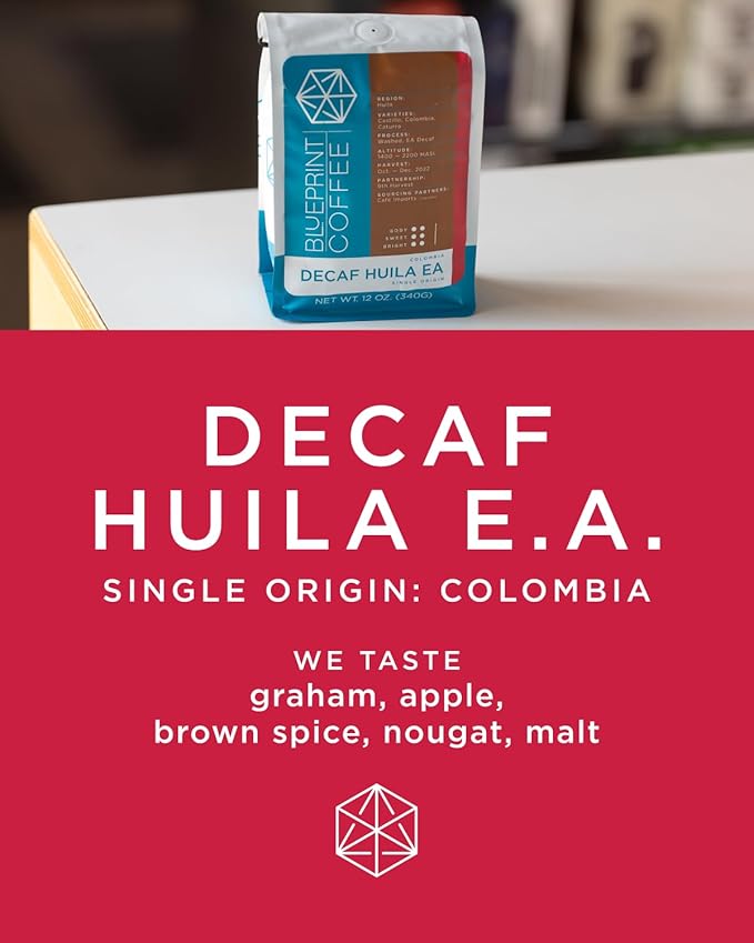 Blueprint Coffee Decaf Huila Single Origin Colombia Whole Bean Coffee 2lb