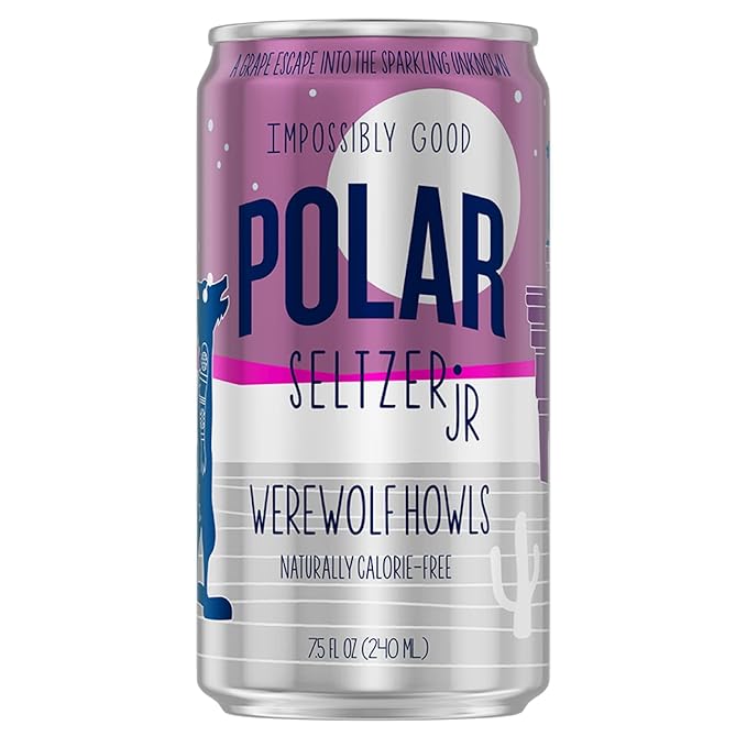 POLAR 100% Natural Seltzer Jr - Werewolf Howls - No Sugar Juice or Sweeteners - 7.5 FL OZ 24 Pack - By LastFuel.