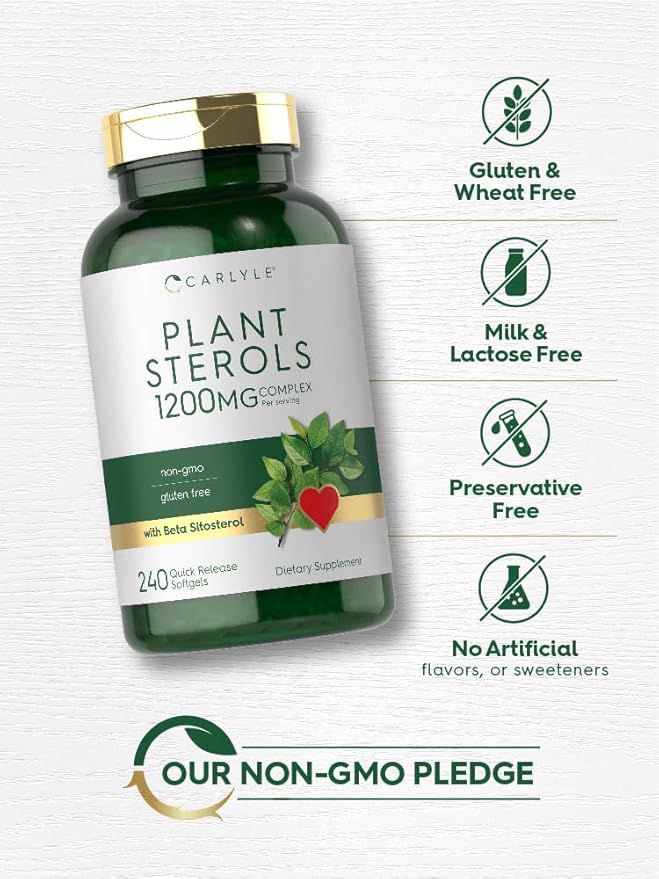 Carlyle Plant Sterols 1200 mg | 240 Ultra Potent Softgel Capsules | Non-GMO and Gluten Free Supplement | with Beta Sitosterol
