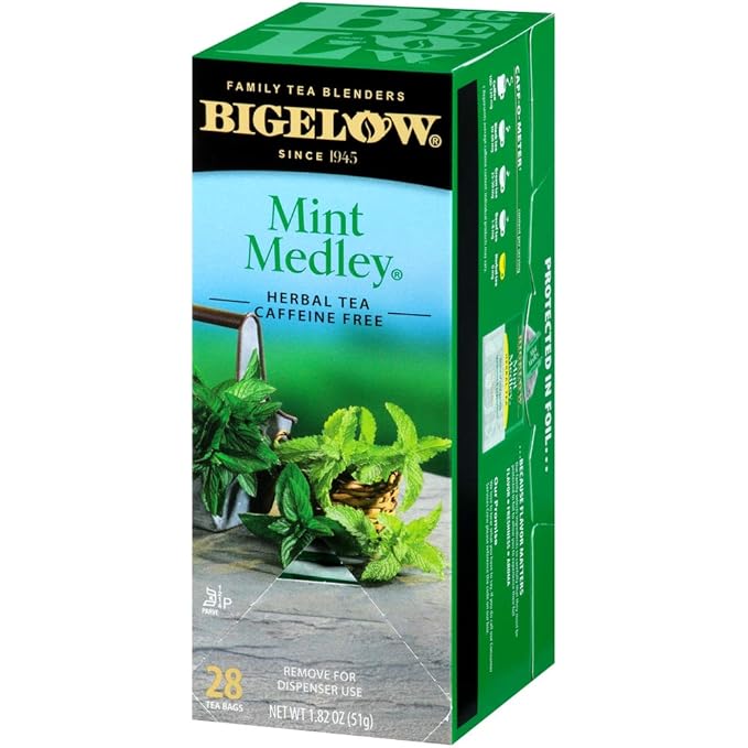 Bigelow Mint Medley Herbal Tea Bags 28-Count Box (Pack of 3) Mint Tea Bags Peppermint &amp Spearmint Herbal Tea All Natural Gluten Free