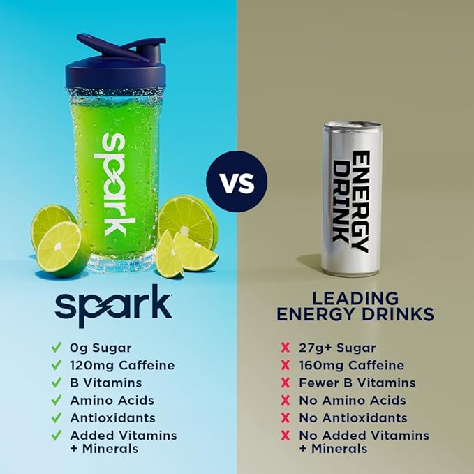 AdvoCare Spark - Energy Drink Mix - Vitamin &amp Amino Acid Supplement - Supports Energy &amp Focus - Portable Immune Support - Sugar-Free - Limeade (10.5 oz)