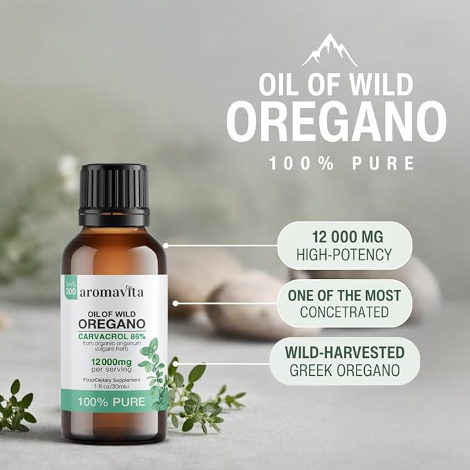 Wild Oregano Oil Organic - 100% Pure Undiluted Organic Wild Oregano Oil with 86-90% Carvacrol Immune Support - Plant-Based Herbal Supplement - Vegan Non GMO Gluten Free 1fl.oz/30ml