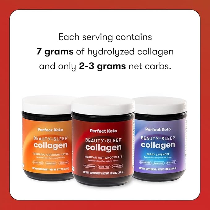 Perfect Keto Beauty + Sleep Grass Fed Collagen Peptides Protein Powder with Ashwagandha Magnesium Biotin Hyaluronic Acid L Theanine Hair Skin Nails &amp Relaxation Support Mexican Hot Chocola