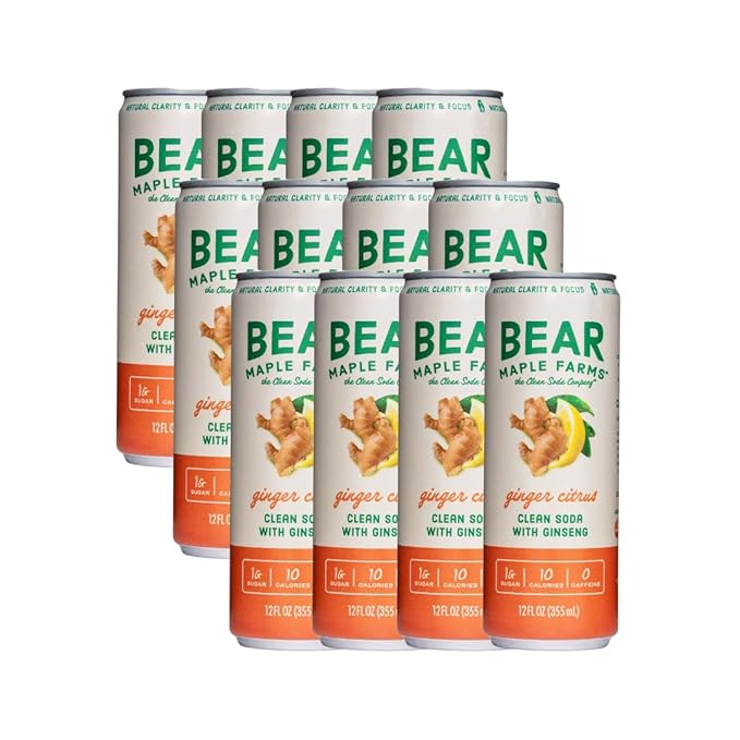 Bear Maple Farms | The Clean Soda Company | Low Calorie | Naturally Sweetened | Ginger Clean Soda