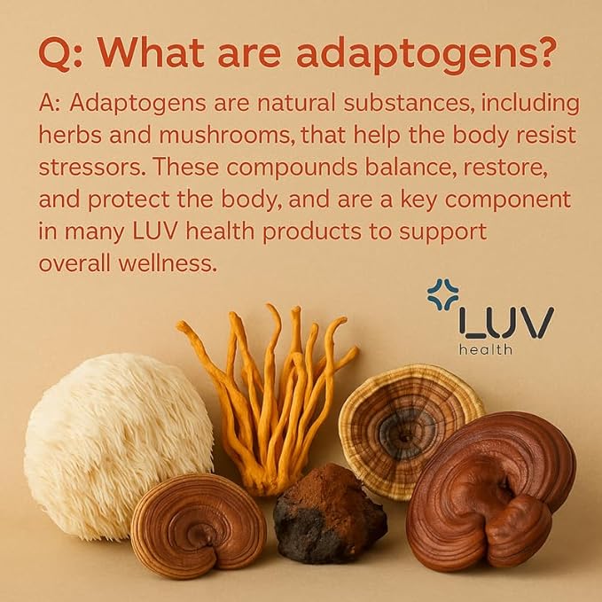 LUV health Flow Drops® – Energy Supplement for Focus Mental Clarity &amp Immune Support - Adaptogenic Mushrooms with Lion’s Mane Cordyceps Reishi Chaga &amp Turkey Tail – Vegan Made in USA 60 S