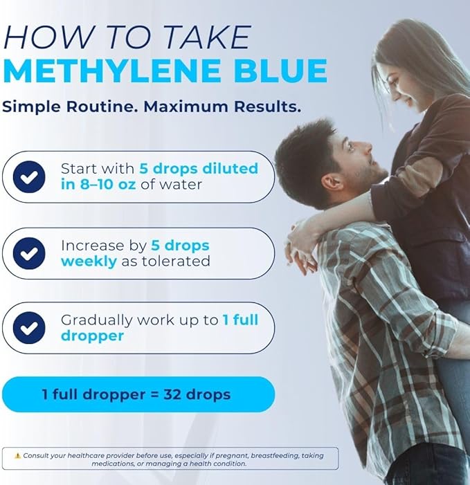 Vital Methylene Blue Drops 1% – Pharmaceutical Grade Methylene Blue for Humans Supports Cellular Energy &amp Cognitive Balance Vegan Non-GMO – 1 fl oz (30 mL)