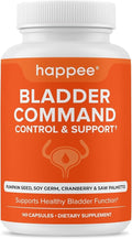 Happee Overactive Bladder Control Supplement for Women &amp Men - Pumpkin Seed Extract Soy Germ Saw Palmetto &amp Cranberry Blend - Bladder Support for Urinary Frequency Leaks &amp Urgency - 90