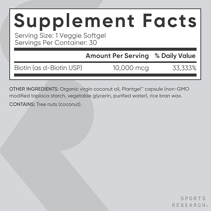Sports Research® Healthy Hair Essentials - Biotin 10000mcg with Organic Coconut Oil Vitamin B7 for Healthy Skin and Hair Support + Multi Collagen Pills Peptides with Hyaluronic Acid &amp Vitamin C