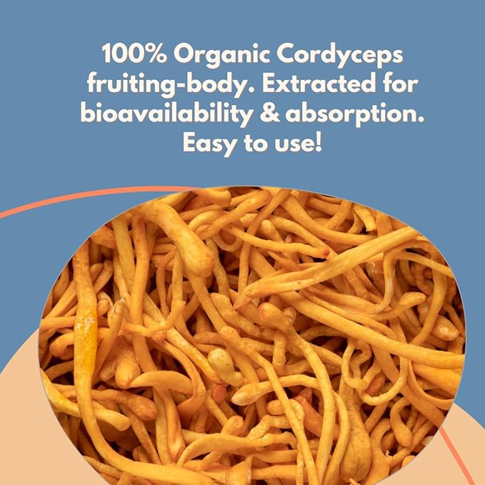 Cordyceps Extract Powder by Malama Organic Fruiting Body Cordyceps Mushroom Powder Superfood Adaptogenic Supports Energy Endurance &amp Mood 100 Servings