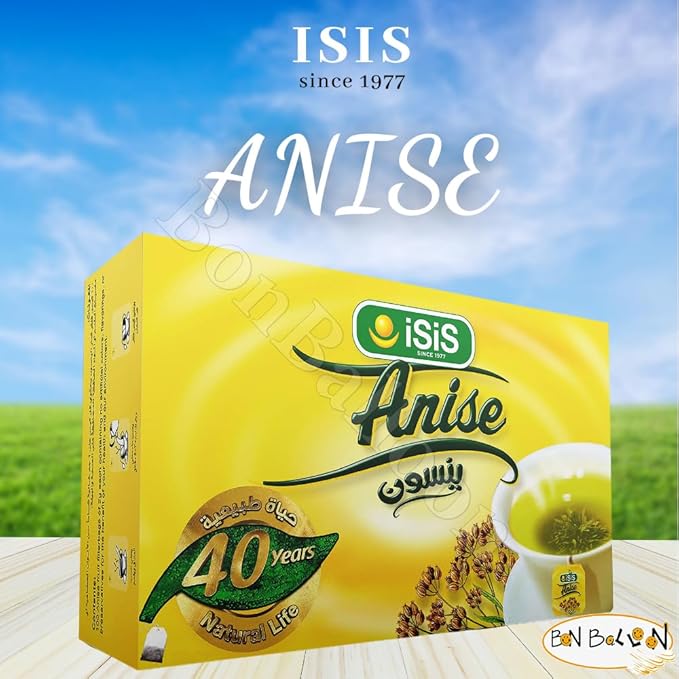 BonBalloon Isis Herbal Anise Tea 100 Bags No Caffeine No Artificial Flavors No Artificial Coloring Non GMO Halal Kosher 2g Bags Egyptian Anise