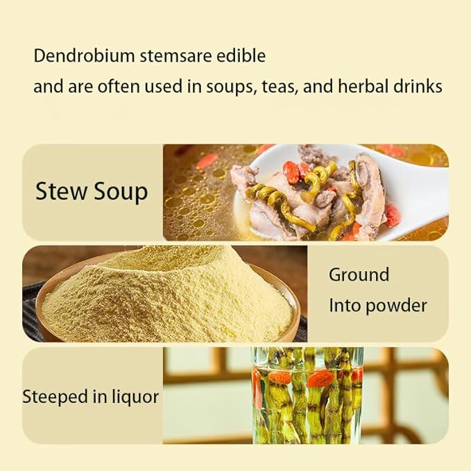 Dendrobium Stems（Tie Pi Shi Hu） Dried Dendrobium Officinale Stems -7.05oz/200g-Pure Natural Chinese Herbal Medicine -石斛条- Teas-Soup Ingredients (Dendrobium Stems) ﻿