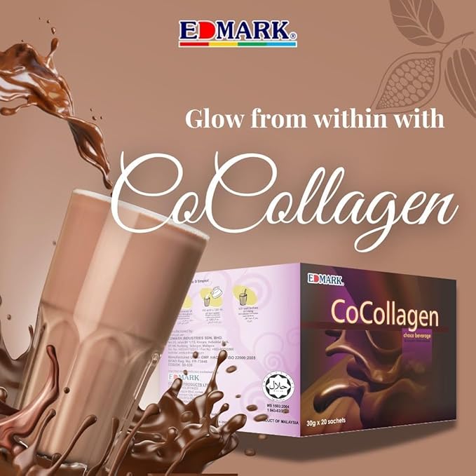 EDMARK COCOLLAGEN Flavored Powder | Marine Collagen w/ Natural Extracts | Supports Skin Elasticity Hydration &amp Radiance | Nutrient-Rich Beverage for Daily Wellness Glow &amp Beauty | 30g x 20 S