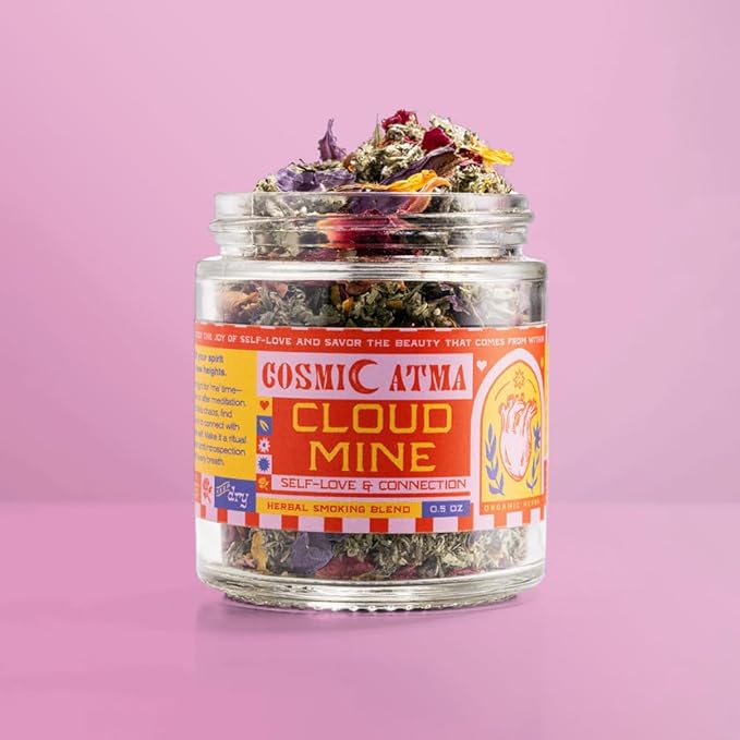 Cosmic Atma Herbal Smoking Blend – Cloud Mine for Soothing &amp Reflective Moments | Herbal Tea Loose Leaf &amp Smokable Herbs – 14gm/0.5oz