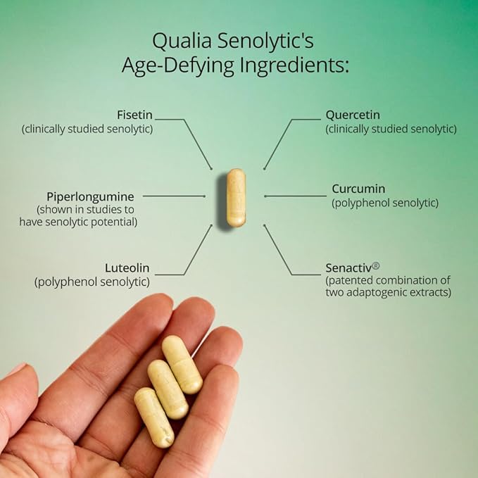 Qualia Life Sciences Qualia Senolytic Ultimate Formula for Enhanced Cell Repair&ampRejuvenation 2-Day Aging&ampLongevity Support Regimen w. FisetinQuercetin PiperlongumineSenactivCurcumin(Pack o