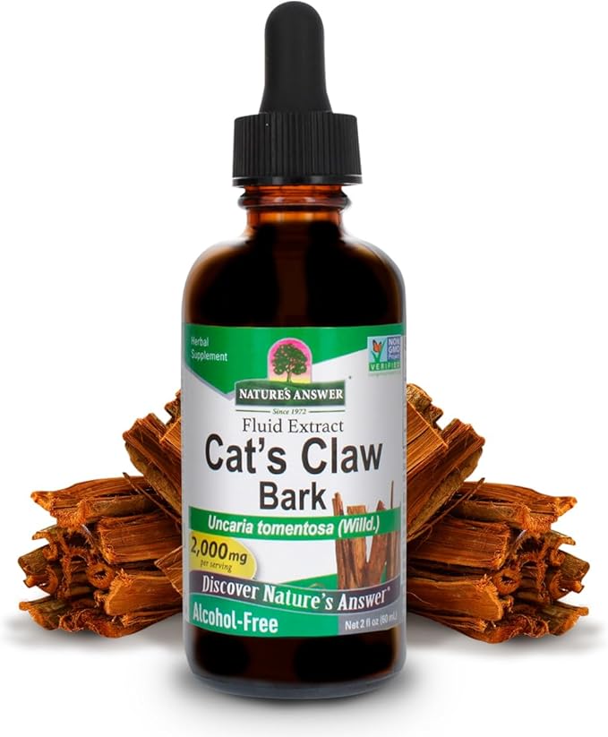 Nature's Answer Cat's Claw Bark Liquid Extract Supplement 2 Ounce - Alcohol Free Cats Claw Tincture &amp Capsules Alternative for Joint &amp Muscle Support Vegan Non-GMO Gluten Free Kosher