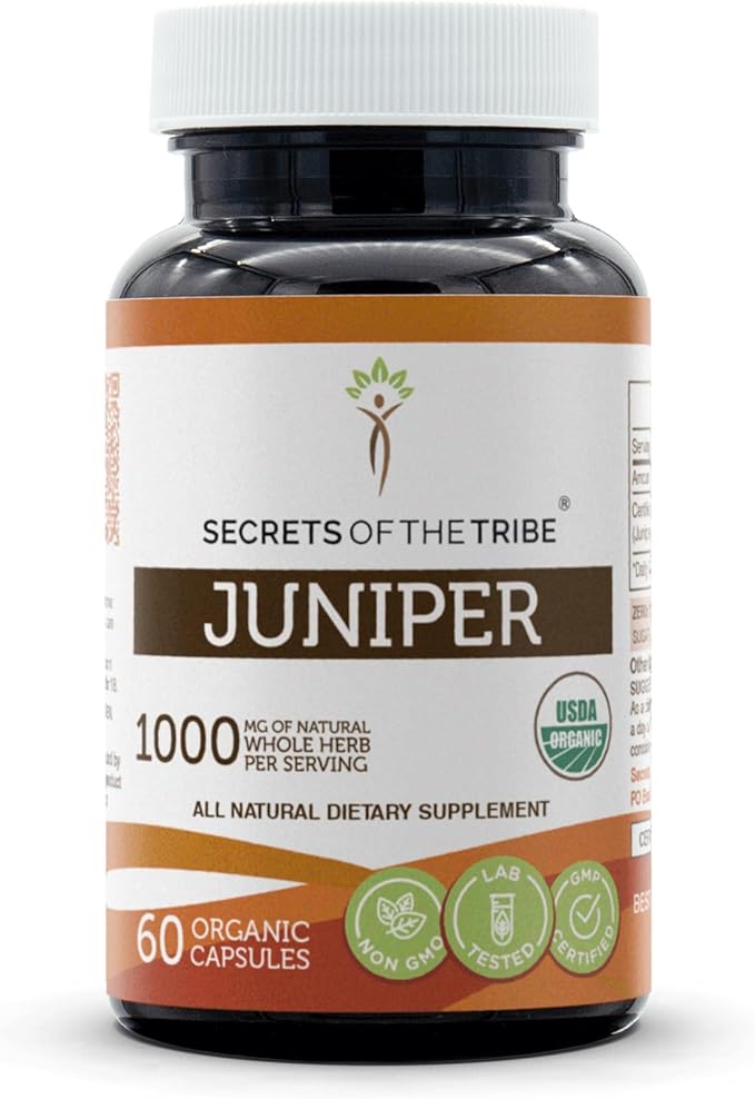 Secrets of the Tribe Juniper 60 Capsules 1000 mg USDA Organic Juniper (Juniperus communis) Dried Berry (60 Capsules)