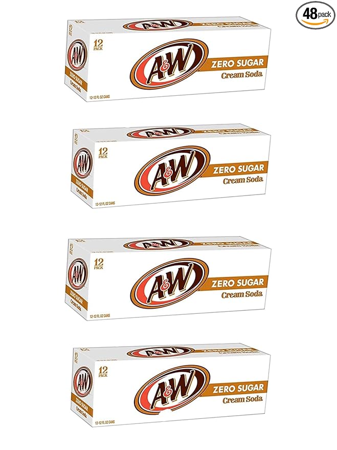 A&ampW Cream Soda Zero Sugar 12 oz Cans 48 Units