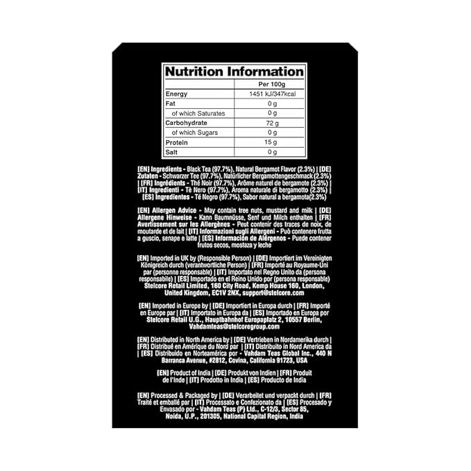 VAHDAM Earl Grey Black Tea Bags (100 Count) Medium Caffeine Non GMO Gluten Free | Citrus Bergamot &amp Smooth | Resealable Ziplock Pouch | Plant Based Tea Bags