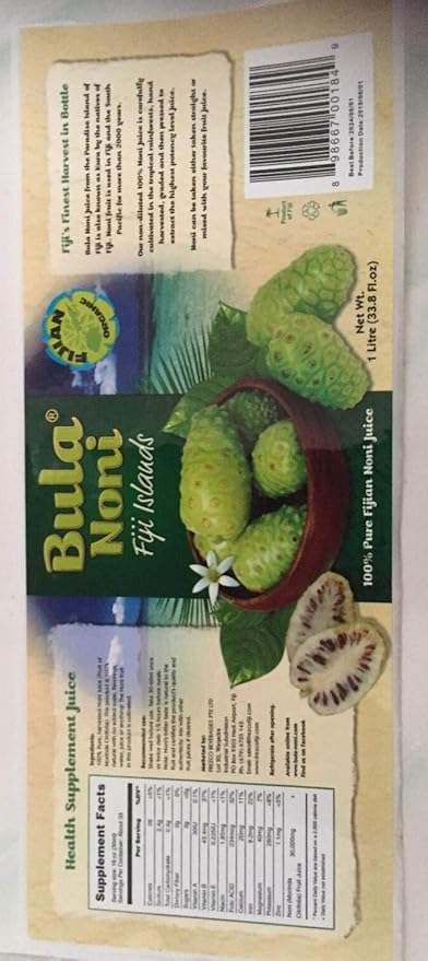 Bula NONI®Juice 100% Pure Certified Organic 2PK Case. (Two 1 Liter Bottles per case) Today's Deal. Nature's Super Food Juice.