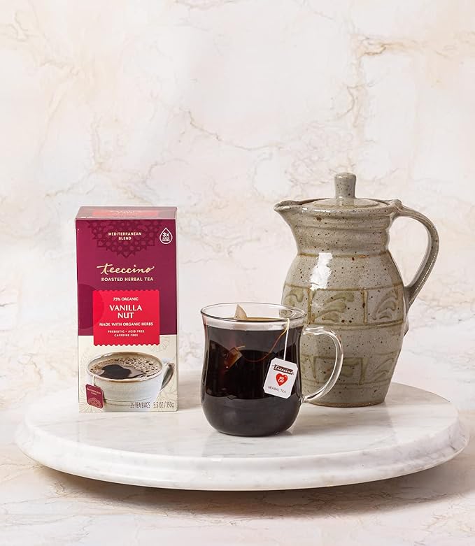 Teeccino Vanilla Nut Herbal Tea &amp Chicory Coffee Alternative Bundled Collection Caffeine Free &amp Acid Free Prebiotic for Natural Energy