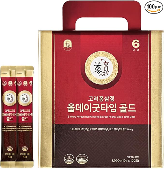 6 Year Korean Red Ginseng Shot Gold - 15mg Ginsenosides - HACCP Made in Korea 100 Packets