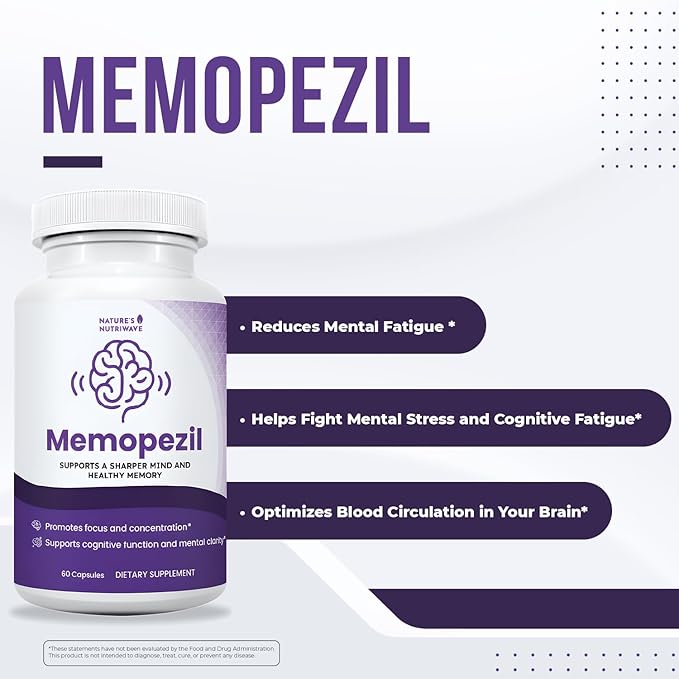 Memopezil – Daily Supplement with Vitamins AB CDE Minerals &amp Botanical Extracts – Clean Stimulant-Free Formula – GMP-Certified Non-GMO Made in USA - 60 Capsules 30 Servings 2 Month Suppl