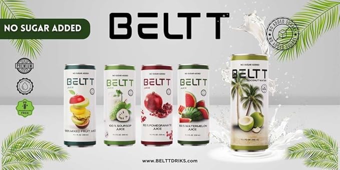 BELTT Coconut Water 10.8 fl oz (Pack of 12) – 100% Pure Coconut Water Not From Concentrate No Sugar Added No Preservatives Natural Electrolyte Drink