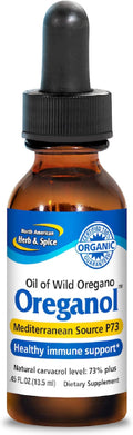 NORTH AMERICAN HERB &amp SPICE Oreganol - 0.45 fl. oz. - Unprocessed Wild Organic Oregano Oil - Mediterranean Source P73 - Non-GMO - 194 Servings