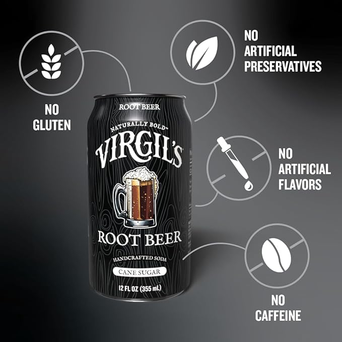 Virgil's Handcrafted Root Beer - Rich Bold Flavor - 12oz Cans 24 Pack