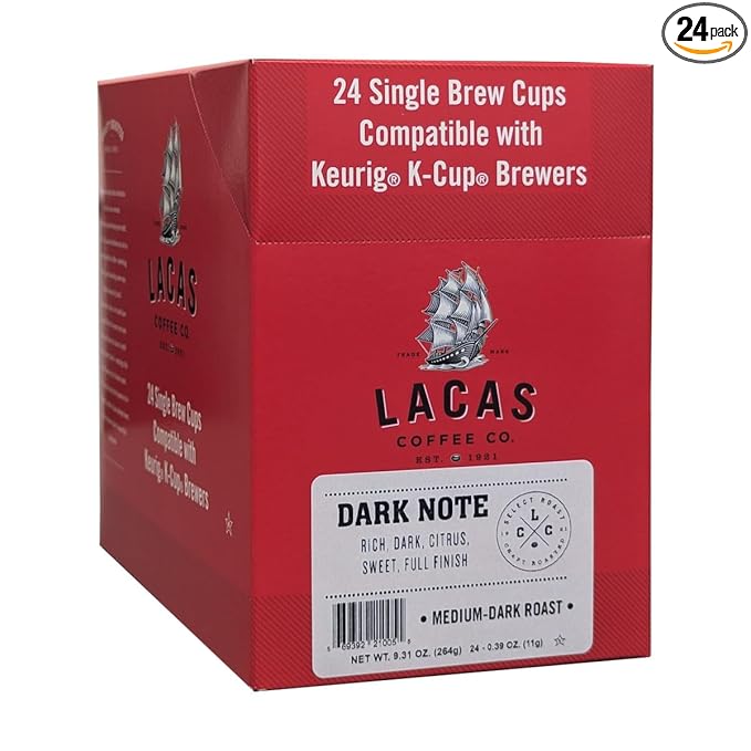 Lacas Coffee Dark Note Single Serve Cups Compatible with Keurig K-Cup Brewers 24 Count